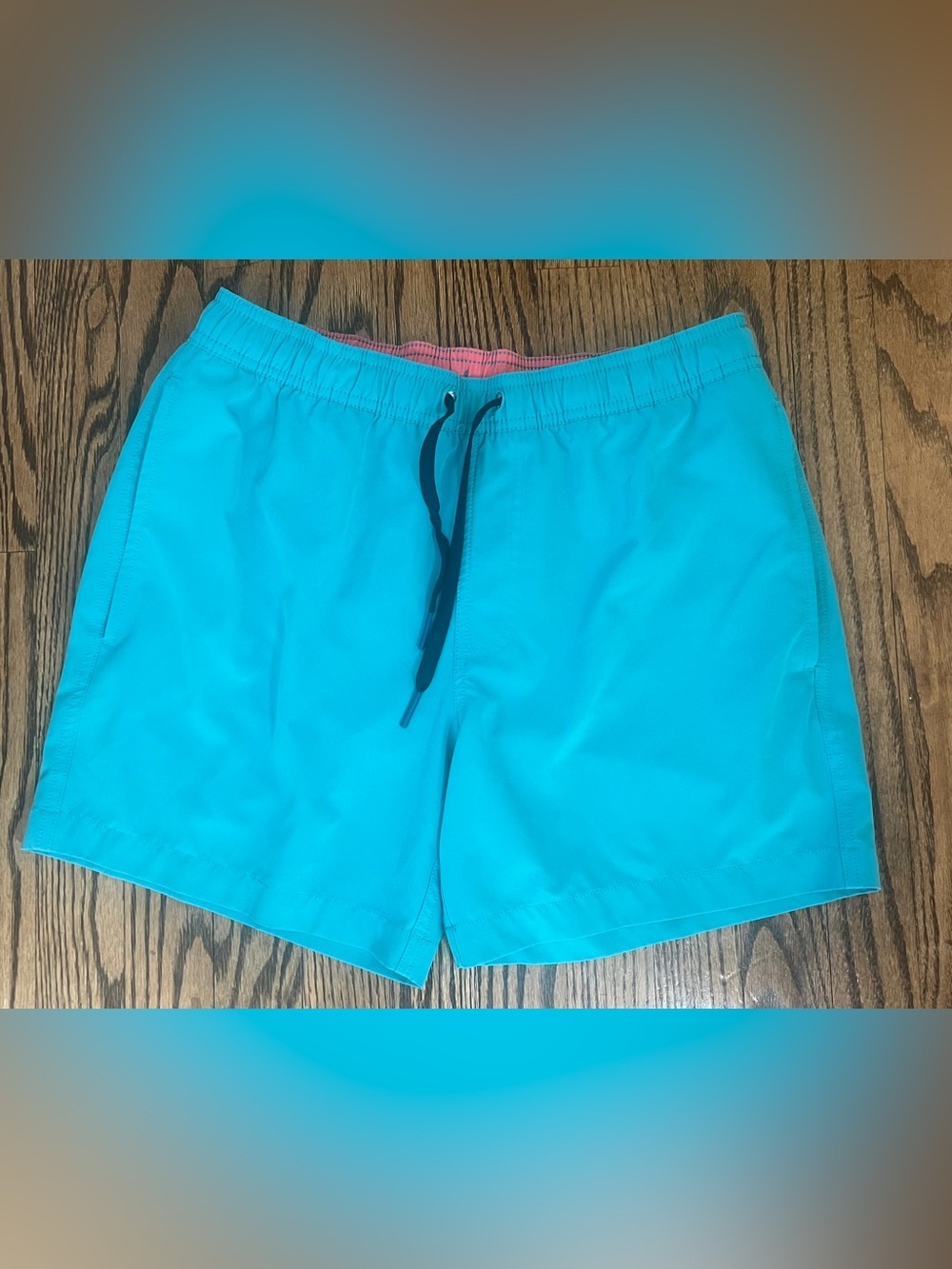 Southern Tide Aqua Swim Trunks with Navy Drawstring